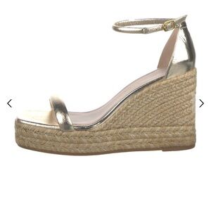 Stuart Weitzman Metallic Gold Wedge Sandals